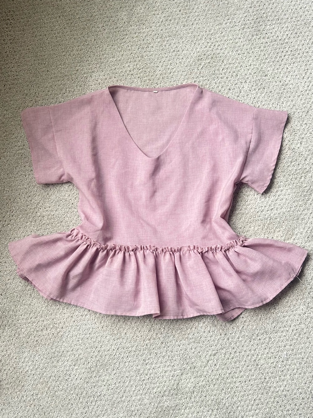 Dusty Rose V-Neck Ruffle Top